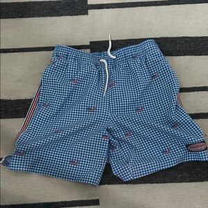Vineyard Vines Blue Gingham Kids Swim Trunks